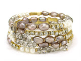 Imitation Pearl Designer Coil Gold-tone Bracelet - Jewelry Nexus
