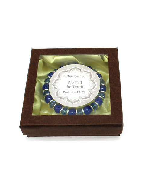 In this Family "We Tell The Truth" Prov 12:22 Inspirational Semi Precious Bracelet - Jewelry Nexus