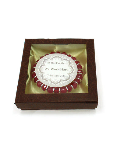 In this Family "We Work Hard" Colossians 3:23 Inspirational Semi Precious Bracelet - Jewelry Nexus