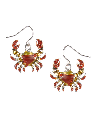 Multi Color Crab Theme Magnetic Function Pendant Necklace Set in 18" Popcorn Chain Matching Earrings