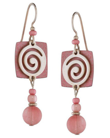 Pink Bead Drop Pearlescent Earrings, Handmade in USA by Adajio Sienna Sky 7333 ad18