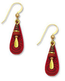Deep Red Teardrop Gold-tone Earrings Accent Beads Made in USA by Adajio Sienna Sky 7006