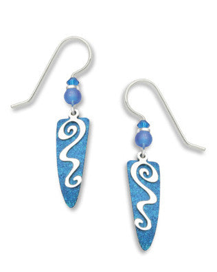 Adajio By Sienna Sky Blue Arrow with Silver Tone Squiggle Overlay Earrings 7012