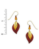 Adajio By Sienna Sky Autumn Red Brown Leaf 3 part Earrings 7023