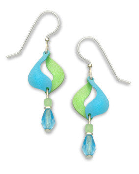 Adajio By Sienna Sky Green Blue Curved Open Teardrop Earrings 7070