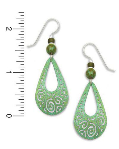 Green blue Open Teardrop Filigree Earrings Made In USA by Adajio Sienna Sky 7126