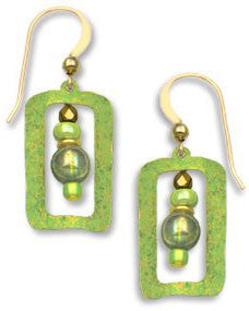 Adajio By Sienna Sky Green Gold Tone Open Earrings with Beads 7167