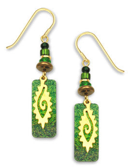 Adajio By Sienna Sky Green with Gold Tone Overlay Earrings 7170