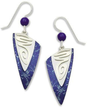 Adajio By Sienna Sky Dark Blue Shield 3 Layer Earrings 7218