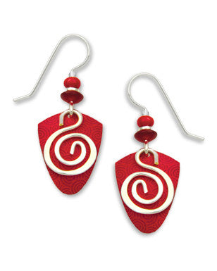 Adajio By Sienna Sky Red Silver Tone Spiral Overlay Earrings 7227
