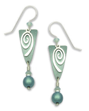 Adajio By Sienna Sky Green Arrowhead Spiral Overlay Bead Drop Earrings 7231