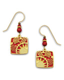 Adajio By Sienna Sky Red Square with Gold-tone Sunrise Filigree Overlay Earrings 7257