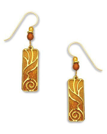 Adajio Sienna Sky Golden Tan & Soft Brown Column Gold Tone Plate S Overlay Drop Dangle Earrings 7292