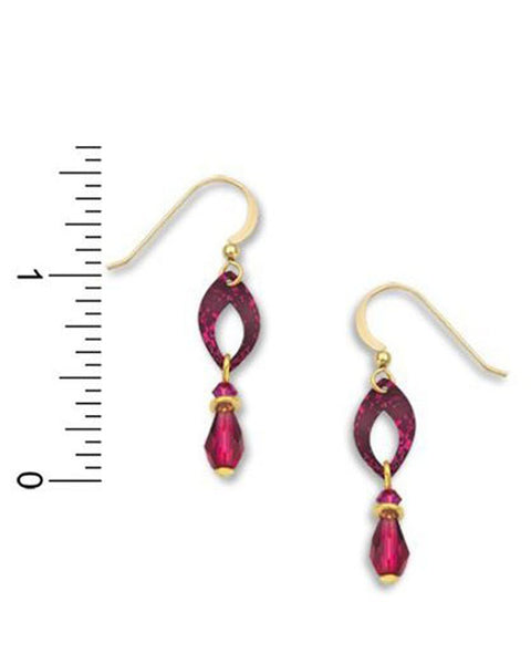 Raspberry Open Shape with Bead Drop Earrings 7308 Made in USA by Adajio Sienna Sky