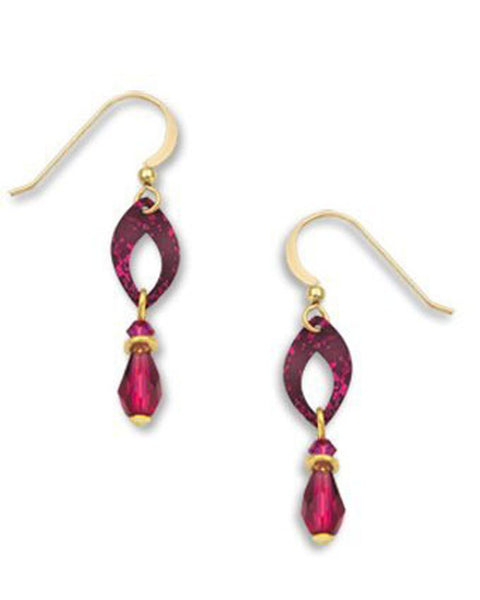 Raspberry Open Shape with Bead Drop Earrings 7308 Made in USA by Adajio Sienna Sky