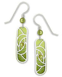 Adajio By Sienna Sky Green with Silver-tone Overlay Column Earrings 7326