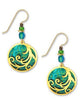 adajio By Sienna Sky Rich Teal Disc with Gold-tone Tendrils Dangle Drop Earrings 7339