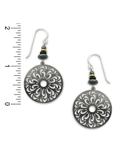 Pewter Gray Large Filigree Oval Earrings Made in USA by Adajio Sienna Sky 7344