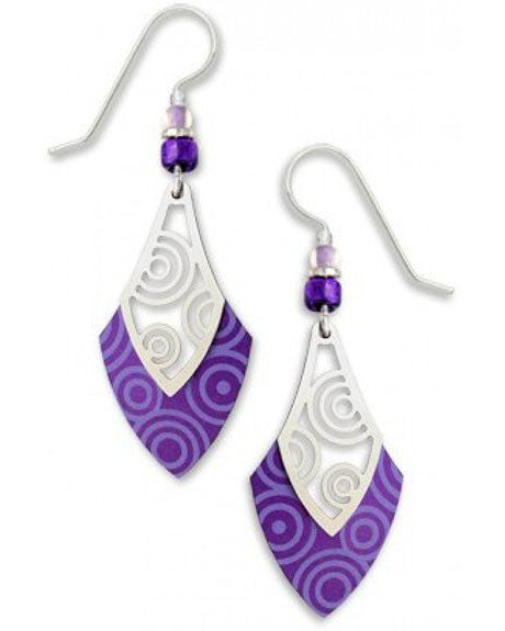 Adajio By Sienna Sky Purple 2 Layer Swirl Pattern Dangle Earrings 7384