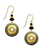 Black Open Circle Gold-tone Filigree Circle & Beads Dangle Drop Earrings by Adajio 7390