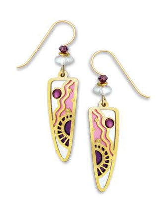 Adajio By Sienna Sky Gold Tone Pink Purple Jeweled Arrowhead Earrings 7392