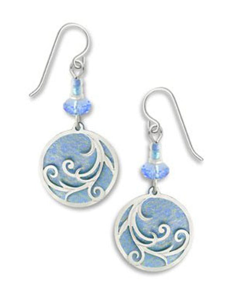 Adajio By Sienna Sky Blue with Silver-tone Waves Overlay Drop Dangle Earrings 7398