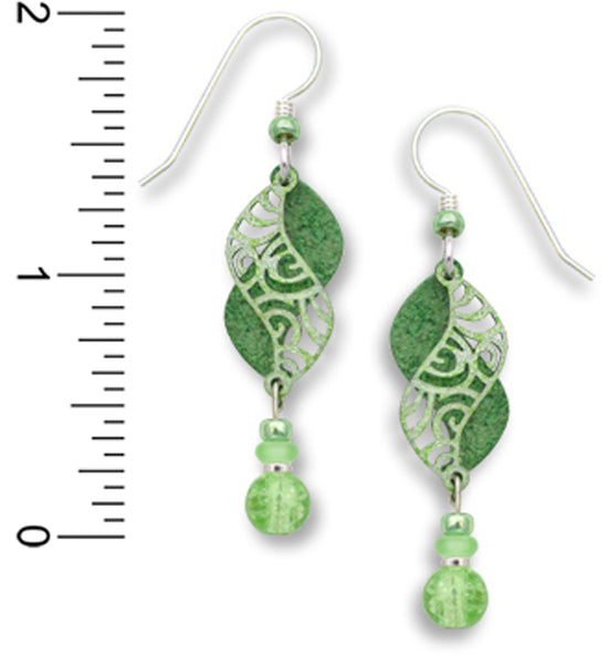 Green Double Helix Filigree Drop Earring with Bead Made in the USA by Sienna Sky