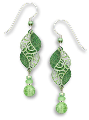 Green Double Helix Filigree Drop Earring with Bead Made in the USA by Sienna Sky