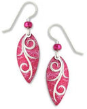 Adajio By Sienna Sky Delicate Dark Pink Silver-tone Ribbons Oval Earrings 7401