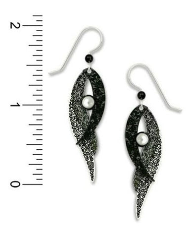 Adajio By Sienna Sky Charcoal Gray Black Folded Wings Drop Earrings 7447