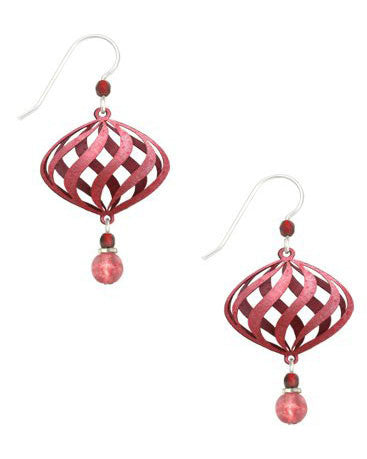 Garnet & Rose 3 D Balloon Shape with Bead Drop Earrings, Handmade in USA by Adajio Sienna Sky 7477