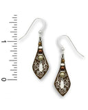 Chocolate Necktie Vine Pattern with Beaded Paddle Earrings Made In USA by Adajio Sienna Sky 7486
