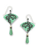 Mint Green Fan with Hematite Tendrils Overlay & Bead Drop Dangle Earring Made in USA 7505