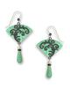 Mint Green Fan with Hematite Tendrils Overlay & Bead Drop Dangle Earring Made in USA 7505