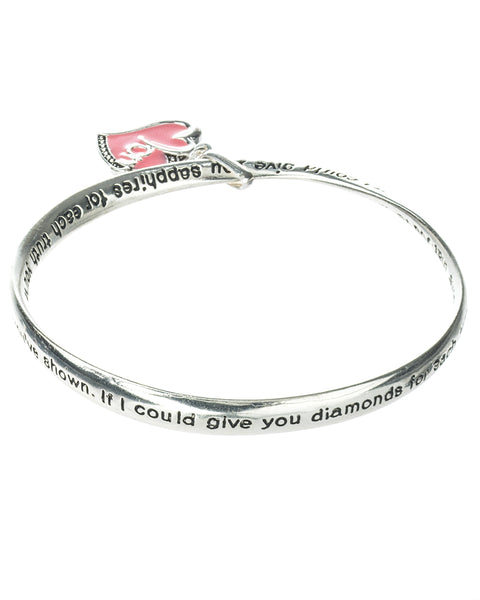 Mother Twist Engraved Charm Bangle Prayer Card "If I could give you diamonds for each tear"