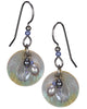 Genuine Shell Disc Dangle & Bead with Crystal Earrings by Silver Forest