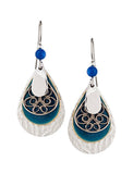 Silver Forest Blue & Silver Tone Teardrop Dangle Earrings E-8061c