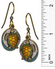 Turtle Layered over Hammered Textured Circular Blue Disc Earrings by Silver Forest