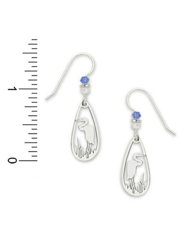 Silver-tone Heron Laser Cut Dangle Earring Made in USA by Sienna Sky 982