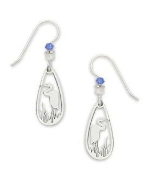 Silver-tone Heron Laser Cut Dangle Earring Made in USA by Sienna Sky 982