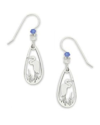 Silver-tone Heron Laser Cut Dangle Earring Made in USA by Sienna Sky 982