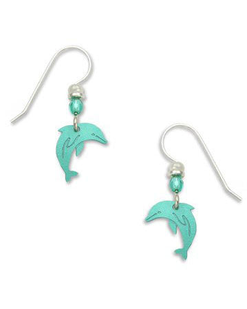 Green Dolphin Earrings, Handmade in the USA by Sienna Sky 702 3