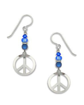 Silver Tone Peace Sign Earrings, Handmade in the USA by Sienna Sky 1513
