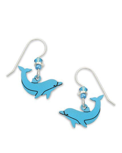 Blue Dolphin Earrings, Handmade in the USA by Sienna Sky 1395