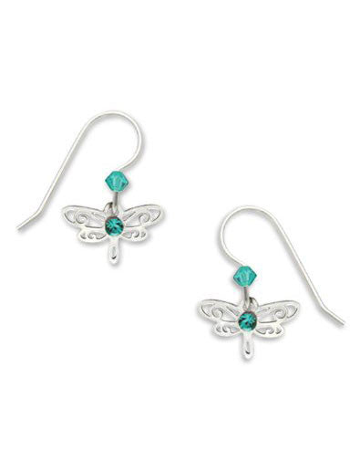 Dragonfly Earrings Silver Tone Blue Laser Cut Drop by Sienna Sky 716 1