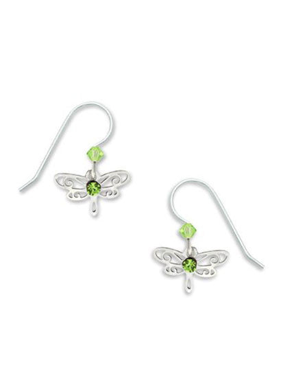 Dragonfly Silver Tone Green Laser Cut Drop Earrings by Sienna Sky 716 3
