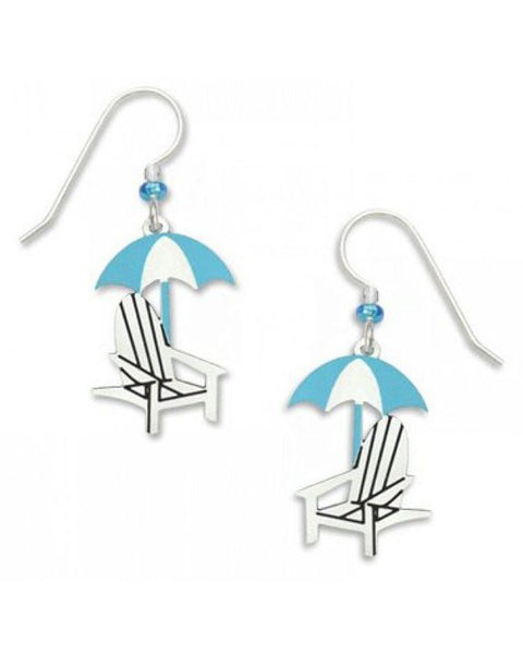 Sienna Sky Blue White Beach Chair Dangle Earrings 1241