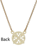 Gold-Tone Filigree Small Circular Lace Crystal Pendant Chain Necklace by Jewelry Nexus