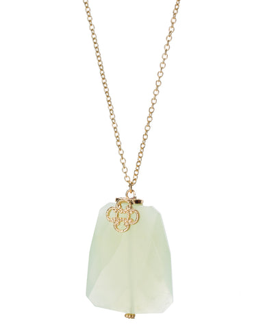 Gold-Tone Long Chain Four Petal Chunky Stone Necklace by Jewelry Nexus