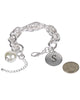 Medallion "S" Monogram Charm with Faux Pearl Chain Statement Silver Tone Bracelet - Jewelry Nexus